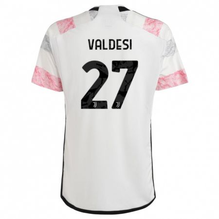 Kandiny Homme Maillot Andrea Valdesi #27 Blanc Rose Tenues Extérieur 2023/24 T-Shirt
