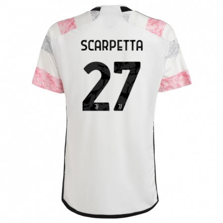 Kandiny Homme Maillot Jacopo Scarpetta #27 Blanc Rose Tenues Extérieur 2023/24 T-Shirt