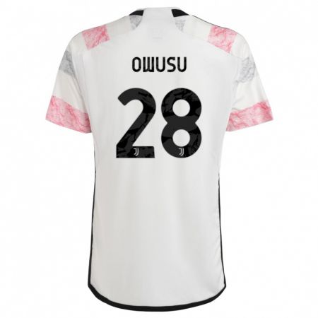 Kandiny Homme Maillot Augusto Owusu #28 Blanc Rose Tenues Extérieur 2023/24 T-Shirt