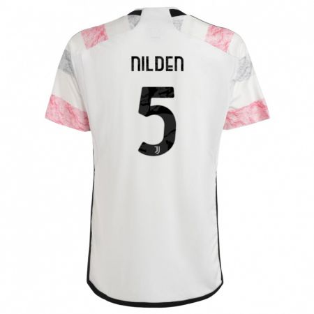 Kandiny Homme Maillot Amanda Nilden #5 Blanc Rose Tenues Extérieur 2023/24 T-Shirt