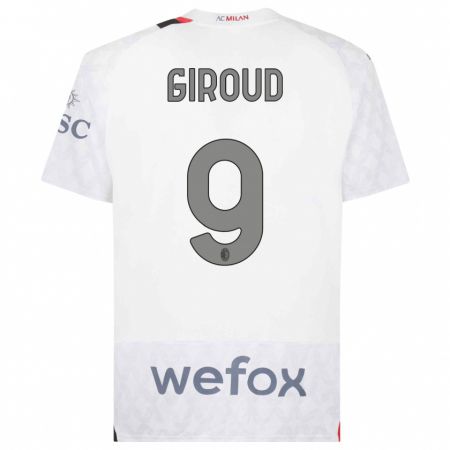 Kandiny Homme Maillot Olivier Giroud #9 Blanc Tenues Extérieur 2023/24 T-Shirt