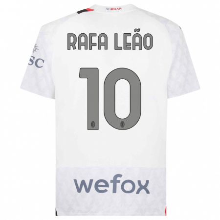 Kandiny Homme Maillot Rafael Leão #10 Blanc Tenues Extérieur 2023/24 T-Shirt