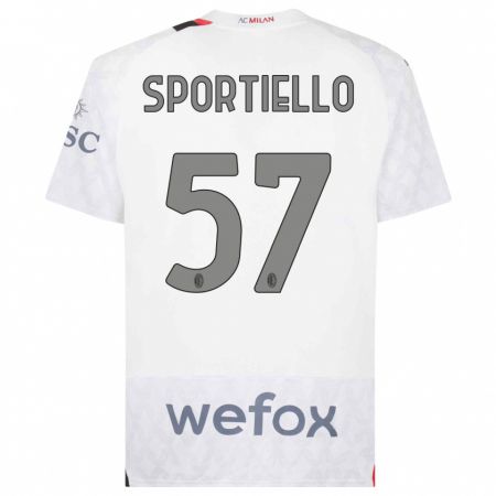 Kandiny Homme Maillot Marco Sportiello #57 Blanc Tenues Extérieur 2023/24 T-Shirt