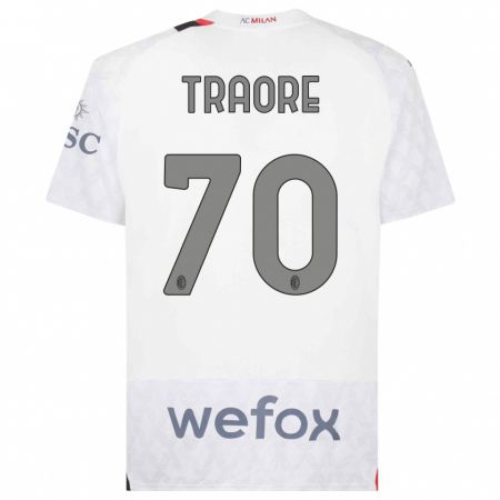 Kandiny Homme Maillot Chaka Traorè #70 Blanc Tenues Extérieur 2023/24 T-Shirt