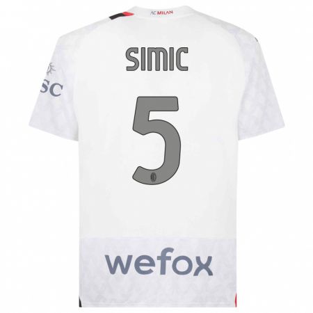 Kandiny Homme Maillot Jan-Carlo Simic #5 Blanc Tenues Extérieur 2023/24 T-Shirt