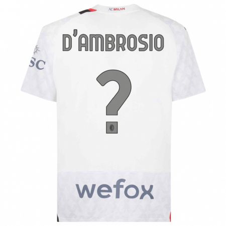 Kandiny Homme Maillot Antonio D'ambrosio #0 Blanc Tenues Extérieur 2023/24 T-Shirt