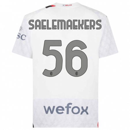 Kandiny Homme Maillot Alexis Saelemaekers #56 Blanc Tenues Extérieur 2023/24 T-Shirt