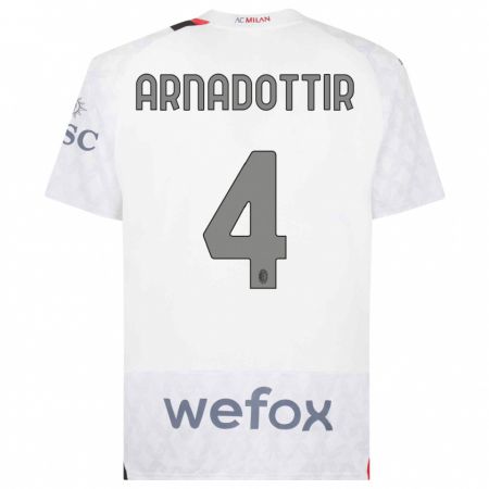 Kandiny Homme Maillot Guony Arnadottir #4 Blanc Tenues Extérieur 2023/24 T-Shirt