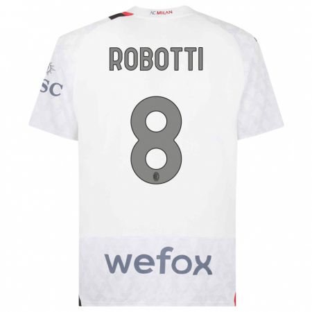 Kandiny Homme Maillot Giovanni Robotti #8 Blanc Tenues Extérieur 2023/24 T-Shirt