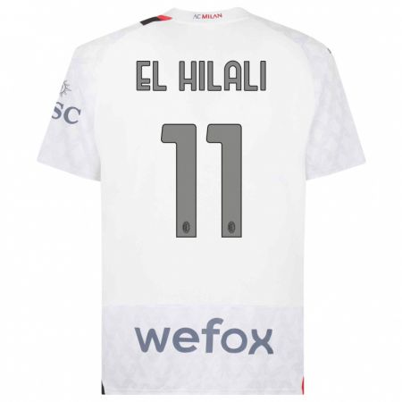 Kandiny Homme Maillot Youns El Hilali #11 Blanc Tenues Extérieur 2023/24 T-Shirt