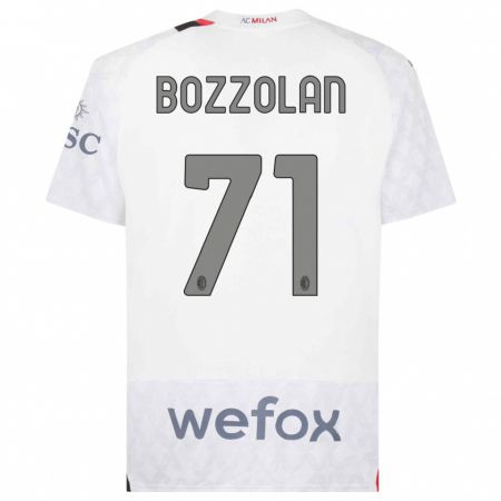 Kandiny Homme Maillot Andrea Bozzolan #71 Blanc Tenues Extérieur 2023/24 T-Shirt