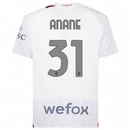 Kandiny Homme Maillot Emmanuel Anane #31 Blanc Tenues Extérieur 2023/24 T-Shirt