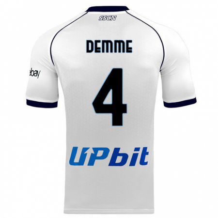 Kandiny Homme Maillot Diego Demme #4 Blanc Tenues Extérieur 2023/24 T-Shirt