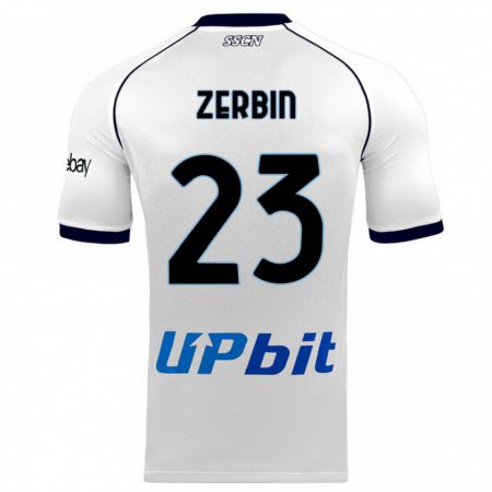 Kandiny Homme Maillot Alessio Zerbin #23 Blanc Tenues Extérieur 2023/24 T-Shirt