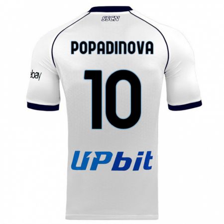 Kandiny Homme Maillot Evdokiya Popadinova #10 Blanc Tenues Extérieur 2023/24 T-Shirt