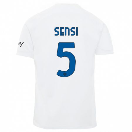 Kandiny Homme Maillot Stefano Sensi #5 Blanc Tenues Extérieur 2023/24 T-Shirt