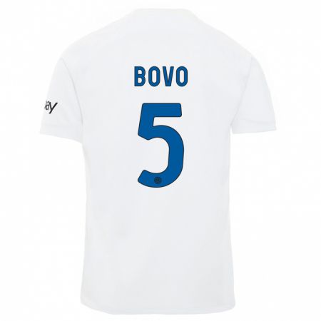 Kandiny Homme Maillot Leonardo Bovo #5 Blanc Tenues Extérieur 2023/24 T-Shirt