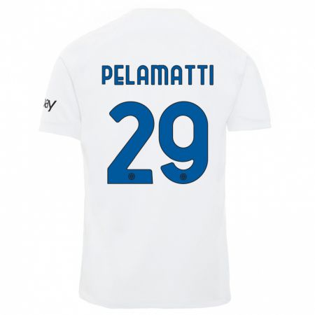 Kandiny Homme Maillot Andrea Pelamatti #29 Blanc Tenues Extérieur 2023/24 T-Shirt