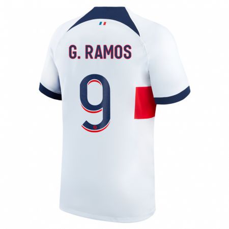 Kandiny Homme Maillot Gonçalo Ramos #9 Blanc Tenues Extérieur 2023/24 T-Shirt