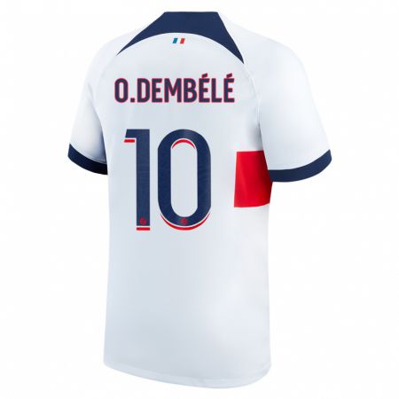 Kandiny Homme Maillot Ousmane Dembélé #10 Blanc Tenues Extérieur 2023/24 T-Shirt