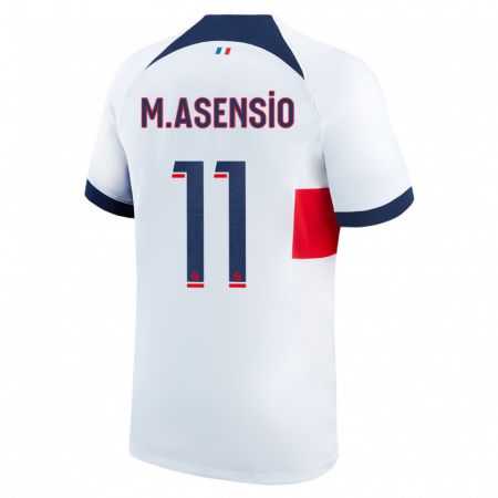 Kandiny Homme Maillot Marco Asensio #11 Blanc Tenues Extérieur 2023/24 T-Shirt