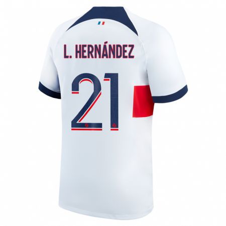 Kandiny Homme Maillot Lucas Hernández #21 Blanc Tenues Extérieur 2023/24 T-Shirt