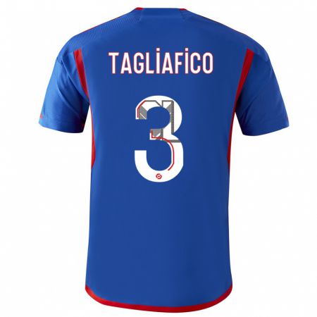 Kandiny Homme Maillot Nicolás Tagliafico #3 Bleu Rouge Tenues Extérieur 2023/24 T-Shirt