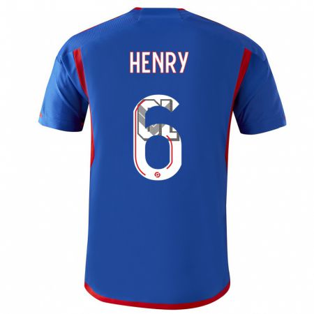 Kandiny Homme Maillot Amandine Henry #6 Bleu Rouge Tenues Extérieur 2023/24 T-Shirt
