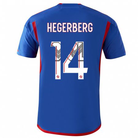 Kandiny Homme Maillot Ada Hegerberg #14 Bleu Rouge Tenues Extérieur 2023/24 T-Shirt
