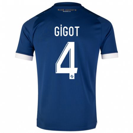Kandiny Homme Maillot Samuel Gigot #4 Bleu Foncé Tenues Extérieur 2023/24 T-Shirt
