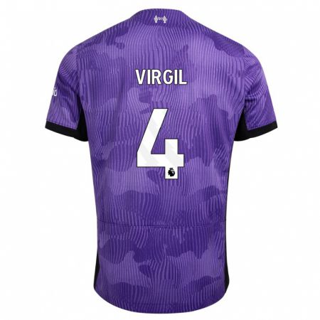 Kandiny Homme Maillot Virgil Van Dijk #4 Violet Troisieme 2023/24 T-Shirt