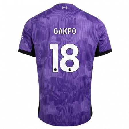 Kandiny Homme Maillot Cody Gakpo #18 Violet Troisieme 2023/24 T-Shirt
