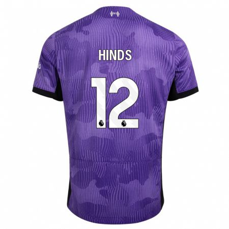 Kandiny Homme Maillot Taylor Hinds #12 Violet Troisieme 2023/24 T-Shirt
