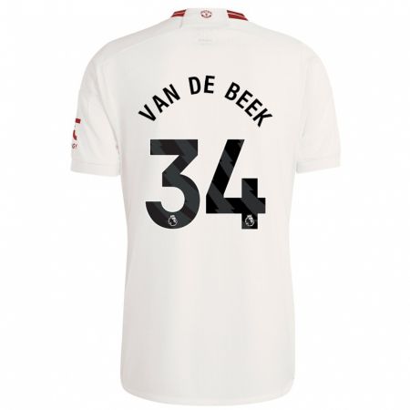 Kandiny Homme Maillot Donny Van De Beek #34 Blanc Troisieme 2023/24 T-Shirt