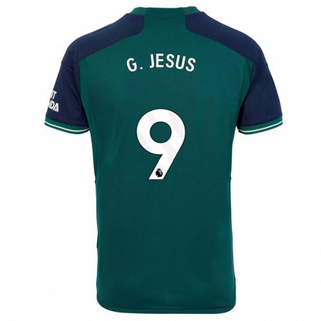 Kandiny Homme Maillot Gabriel Jesus #9 Vert Troisieme 2023/24 T-Shirt
