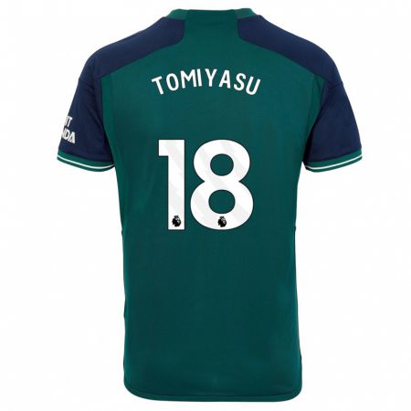 Kandiny Homme Maillot Takehiro Tomiyasu #18 Vert Troisieme 2023/24 T-Shirt
