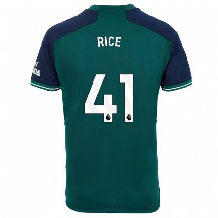 Kandiny Homme Maillot Declan Rice #41 Vert Troisieme 2023/24 T-Shirt