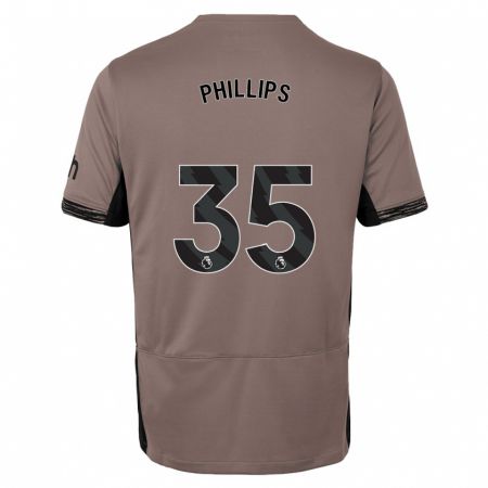 Kandiny Homme Maillot Ashley Phillips #35 Beige Foncé Troisieme 2023/24 T-Shirt