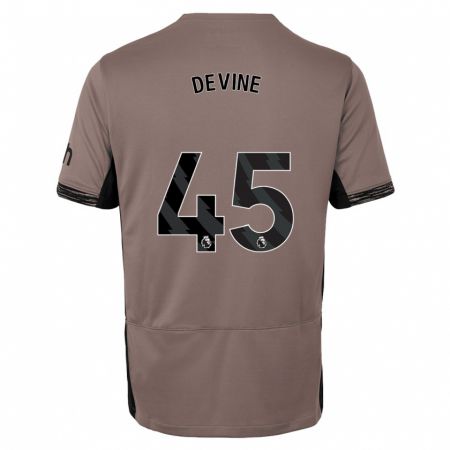 Kandiny Homme Maillot Alfie Devine #45 Beige Foncé Troisieme 2023/24 T-Shirt