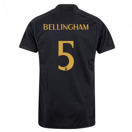 Kandiny Homme Maillot Jude Bellingham #5 Noir Troisieme 2023/24 T-Shirt