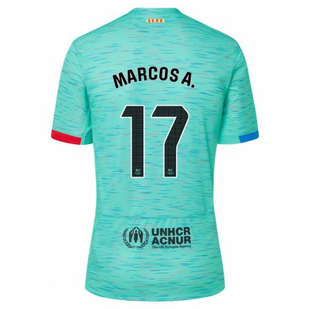 Kandiny Homme Maillot Marcos Alonso #17 Aqua Clair Troisieme 2023/24 T-Shirt