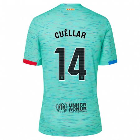 Kandiny Homme Maillot Jaume Cuéllar #14 Aqua Clair Troisieme 2023/24 T-Shirt