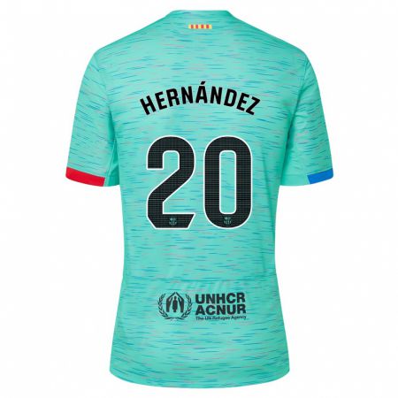 Kandiny Homme Maillot Unai Hernández #20 Aqua Clair Troisieme 2023/24 T-Shirt