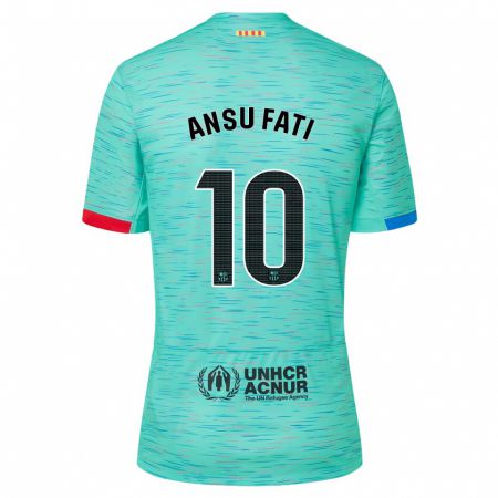 Kandiny Homme Maillot Ansu Fati #10 Aqua Clair Troisieme 2023/24 T-Shirt