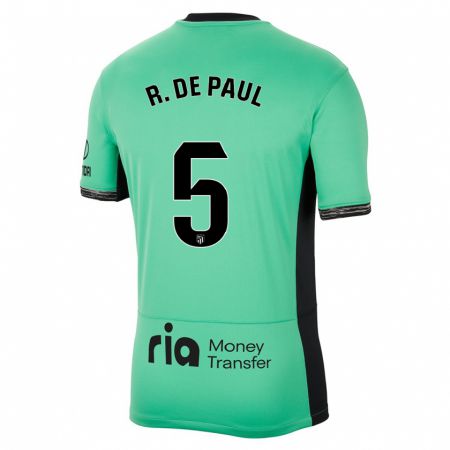 Kandiny Homme Maillot Rodrigo De Paul #5 Vert Printanier Troisieme 2023/24 T-Shirt
