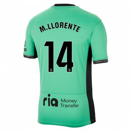 Kandiny Homme Maillot Marcos Llorente #14 Vert Printanier Troisieme 2023/24 T-Shirt