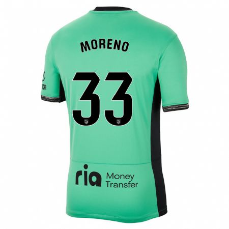 Kandiny Homme Maillot Alberto Moreno #33 Vert Printanier Troisieme 2023/24 T-Shirt