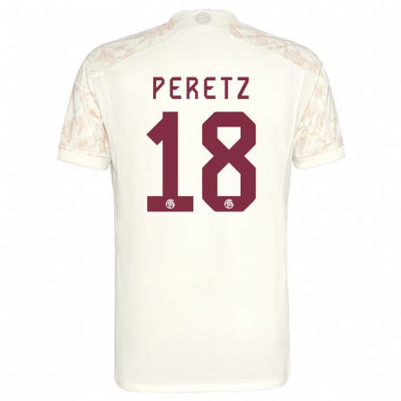 Kandiny Homme Maillot Daniel Peretz #18 Blanc Cassé Troisieme 2023/24 T-Shirt