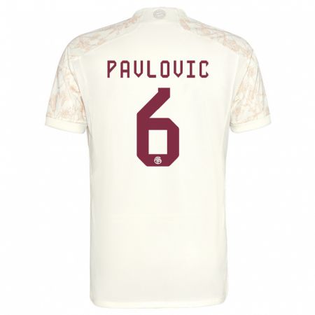 Kandiny Homme Maillot Aleksandar Pavlovic #6 Blanc Cassé Troisieme 2023/24 T-Shirt