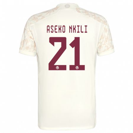 Kandiny Homme Maillot Noel Aseko Nkili #21 Blanc Cassé Troisieme 2023/24 T-Shirt